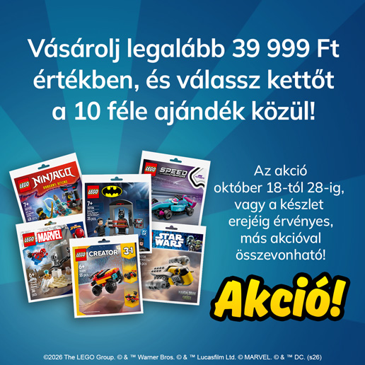 Válassz kettőt a 10 féle LEGO ajándék közül akció!